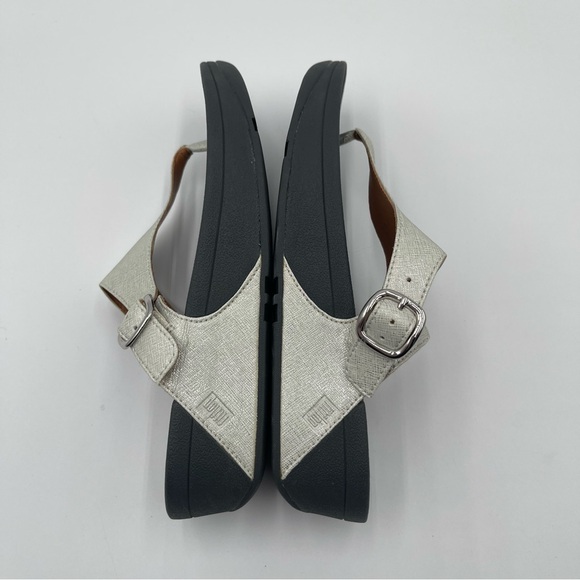 Fitflop Women’s Size 8 The Skinny Deluxe Silver Thong Sandals Shoes Cushioned - Picture 9 of 12